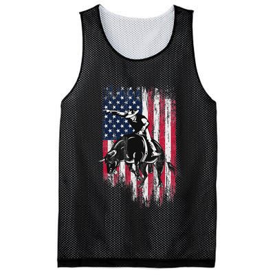Rodeo Bull Rider Patriotic American Flag Cowboys Mesh Reversible Basketball Jersey Tank