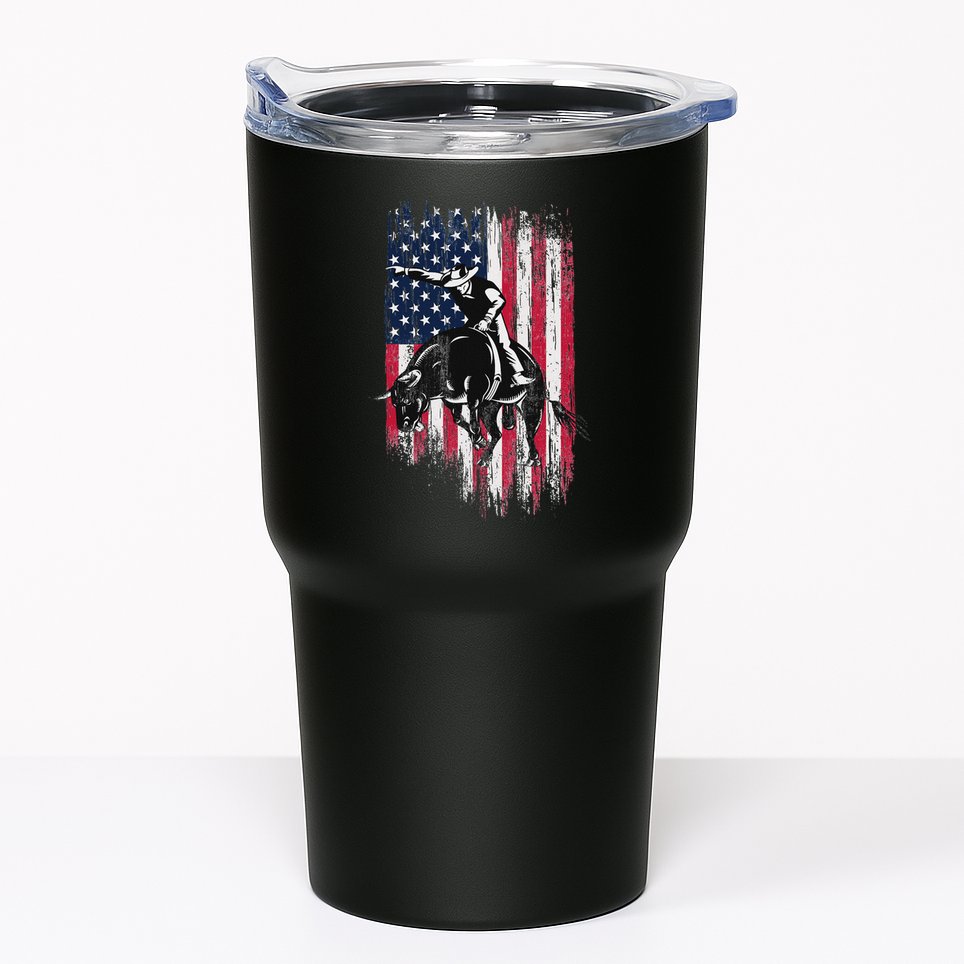 Rodeo Bull Rider Patriotic American Flag Cowboys Tumbler