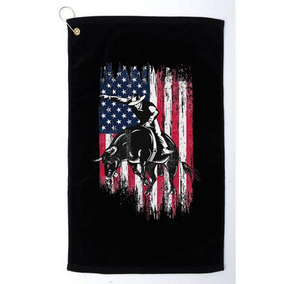 Rodeo Bull Rider Patriotic American Flag Cowboys Golf Towel