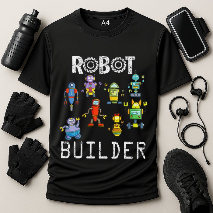 Robot Builder Robotics Engineer Funny Robot Engineering Cooling Performance Crew T-Shirt