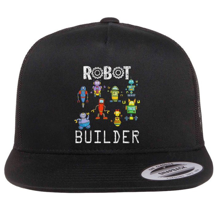 Robot Builder Robotics Engineer Funny Robot Engineering Flat Bill Trucker Hat
