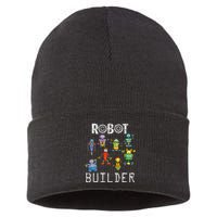 Robot Builder Robotics Engineer Funny Robot Engineering Sustainable Knit Beanie