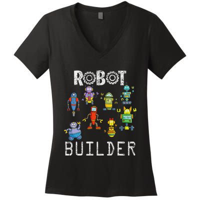 Robot Builder Robotics Engineer Funny Robot Engineering Women's V-Neck T-Shirt