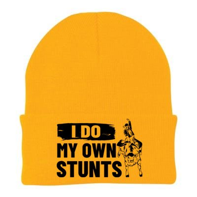 Rodeo Bull Rider I Do My Own Stunts Rodeo Party Bull Riding Gift Knit Cap Winter Beanie