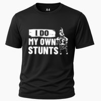 Rodeo Bull Rider I Do My Own Stunts Rodeo Party Bull Riding Gift Cooling Performance Crew T-Shirt