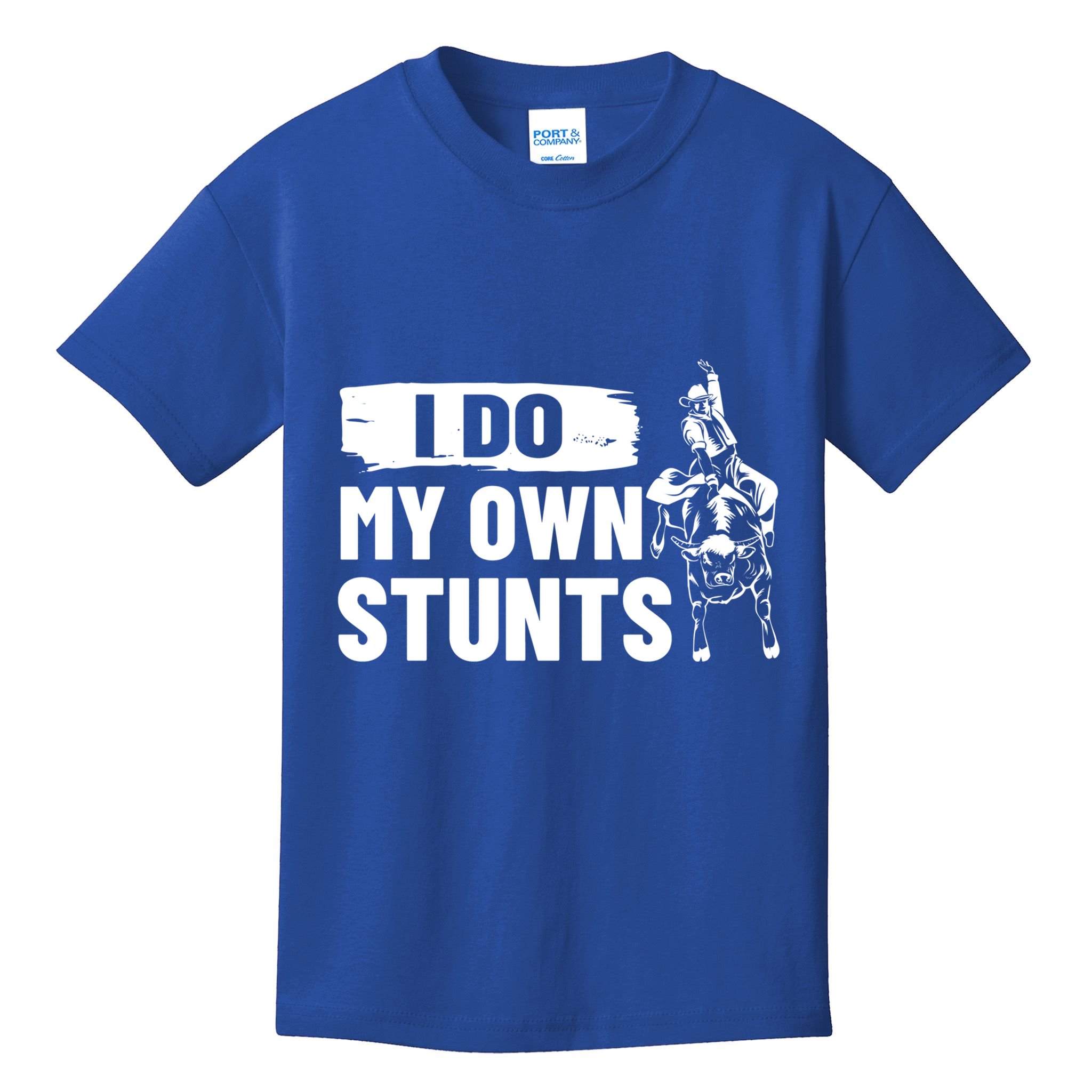 Rodeo Bull Rider I Do My Own Stunts Rodeo Party Bull Riding Gift Kids T-Shirt
