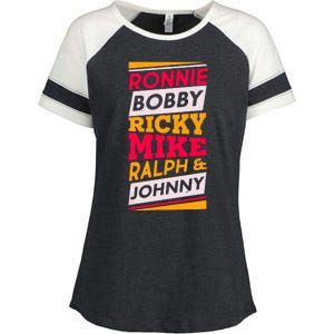 Ronnie Bobby Ricky Mike Ralph And Johnny Enza Ladies Jersey Colorblock Tee