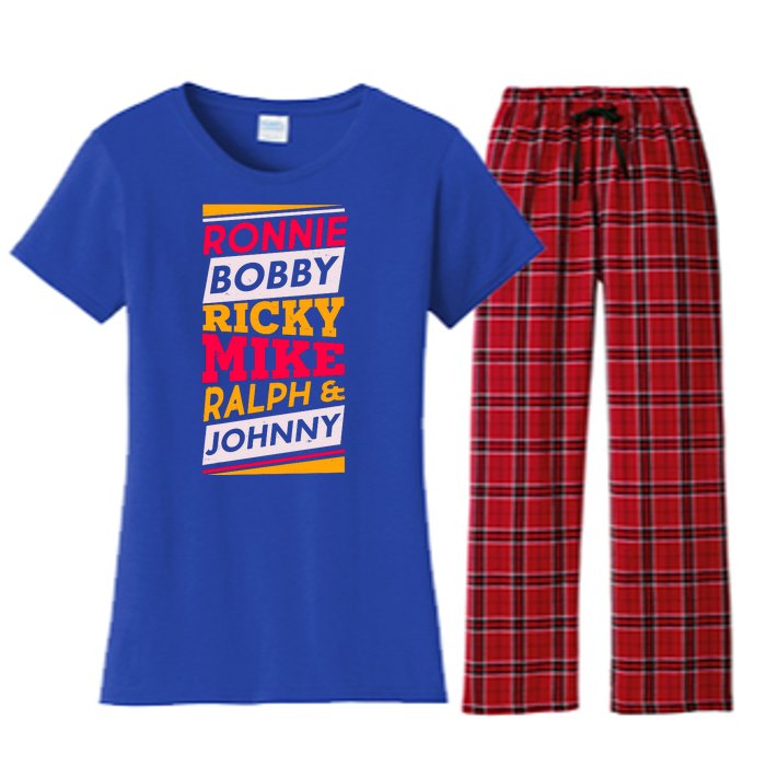 Ronnie Bobby Ricky Mike Ralph And Johnny Women's Flannel Pajama Set