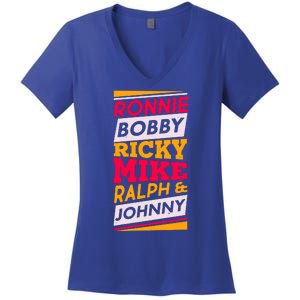 Ronnie Bobby Ricky Mike Ralph And Johnny Women's V-Neck T-Shirt