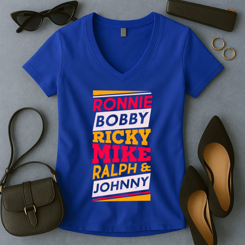 Ronnie Bobby Ricky Mike Ralph And Johnny Women's V-Neck T-Shirt