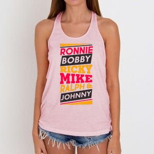 Ronnie Bobby Ricky Mike Ralph And Johnny Women's Knotted Racerback Tank