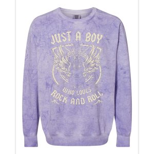 Rock Band Rock Concert Just A Boy Who Loves Rock And Roll Colorblast Crewneck Sweatshirt