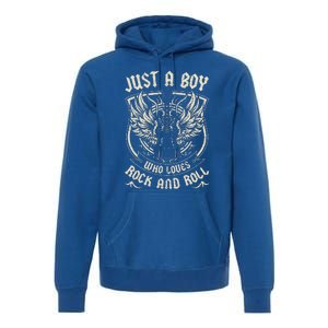 Rock Band Rock Concert Just A Boy Who Loves Rock And Roll Premium Hoodie