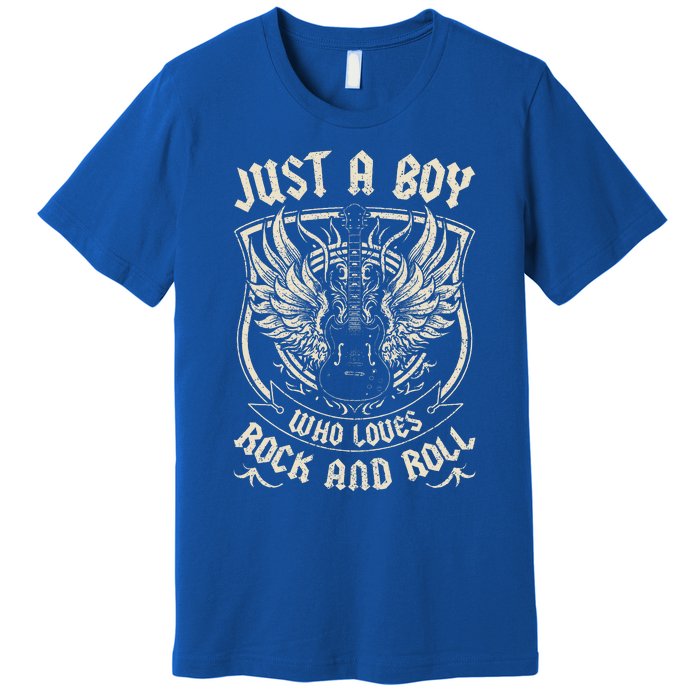 Rock Band Rock Concert Just A Boy Who Loves Rock And Roll Premium T-Shirt