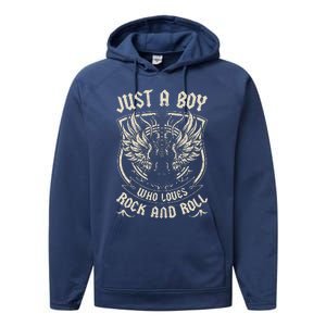 Rock Band Rock Concert Just A Boy Who Loves Rock And Roll Performance Fleece Hoodie