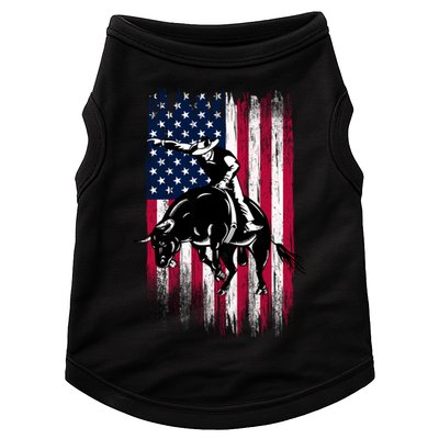 Rodeo Bull Rider Patriotic American Flag Cowboys Doggie Tank