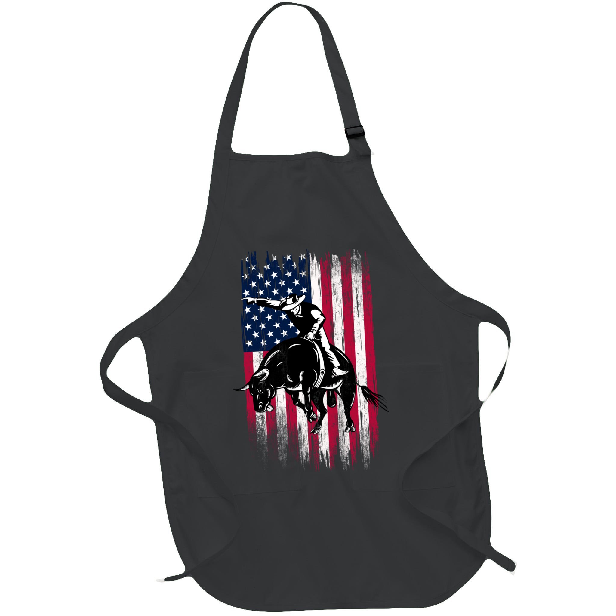 Rodeo Bull Rider Patriotic American Flag Cowboys Apron