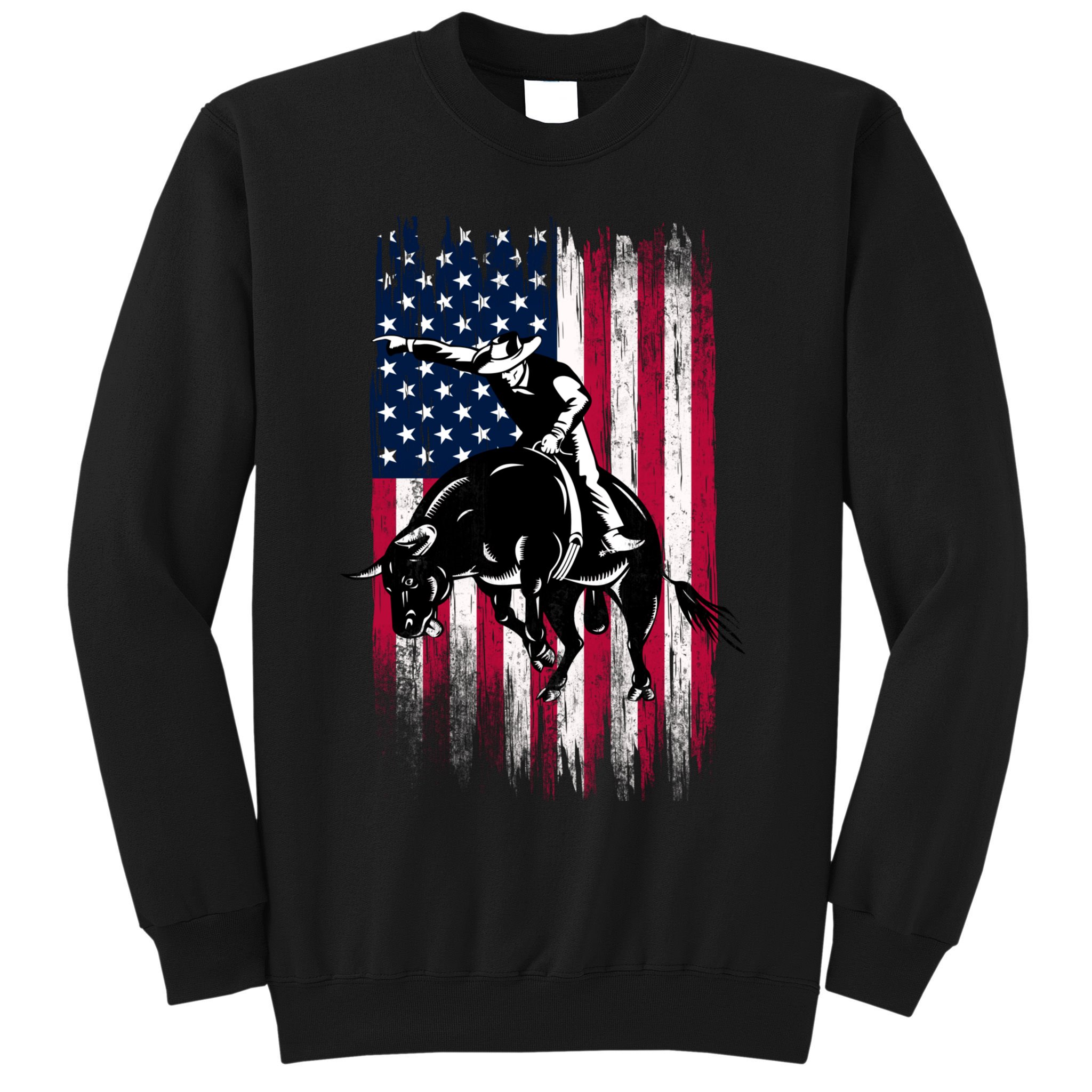 Rodeo Bull Rider Patriotic American Flag Cowboys Sweatshirt