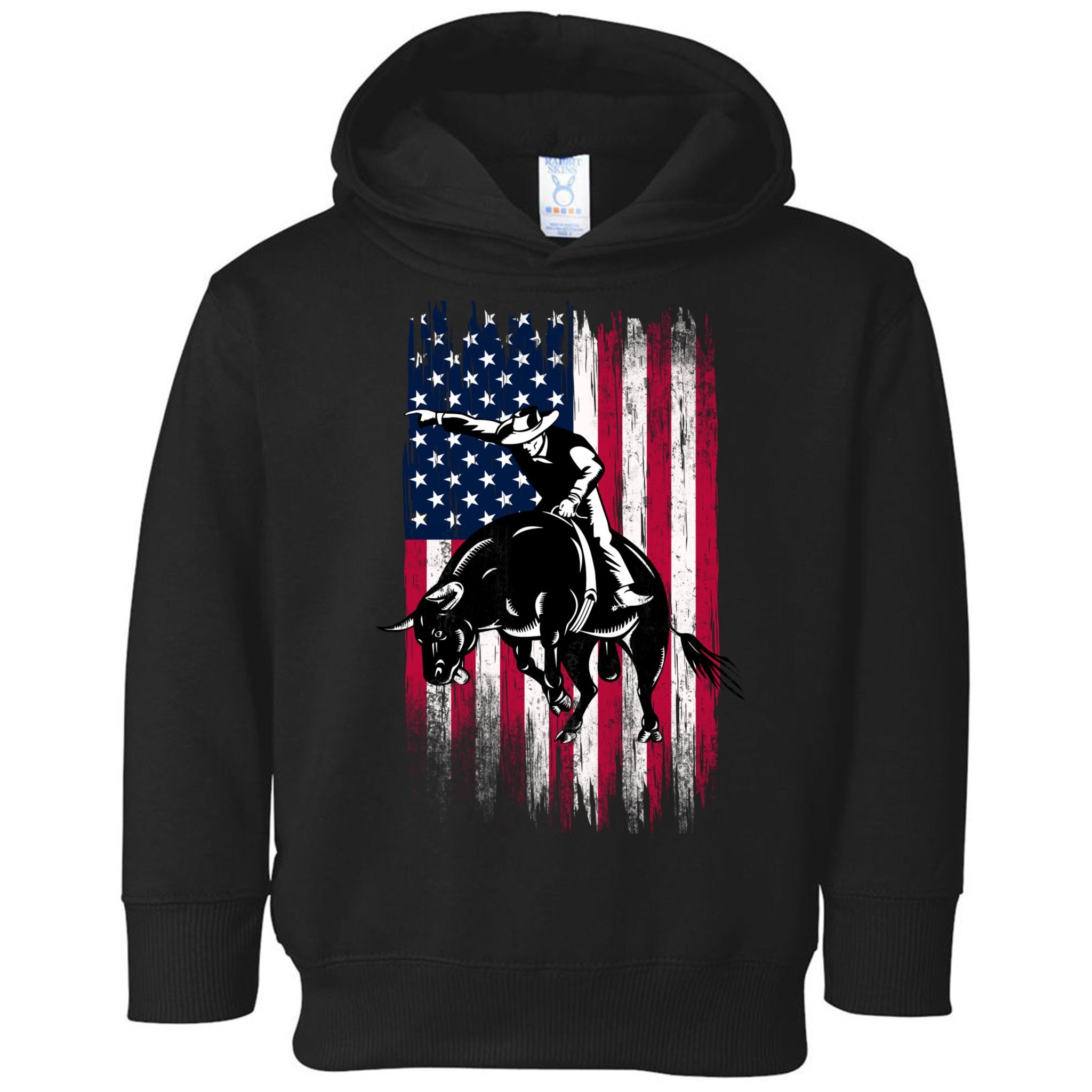 Rodeo Bull Rider Patriotic American Flag Cowboys Toddler Hoodie