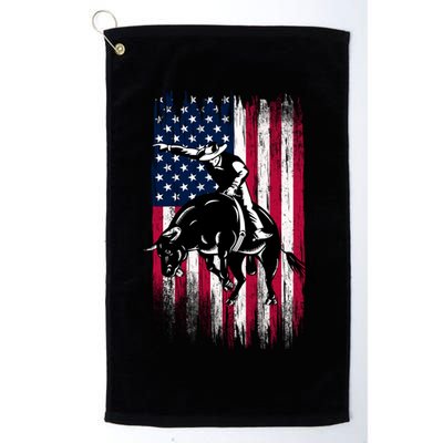 Rodeo Bull Rider Patriotic American Flag Cowboys Golf Towel