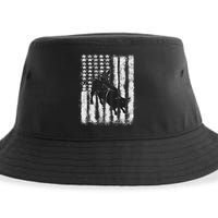 Rodeo Bull Riding Distressed Grunge American Flag Keepsake Sustainable Bucket Hat