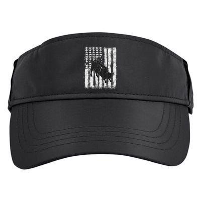 Rodeo Bull Riding Distressed Grunge American Flag Keepsake Adult Drive Performance Visor