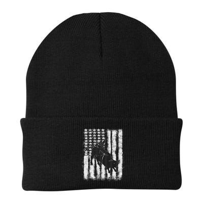 Rodeo Bull Riding Distressed Grunge American Flag Keepsake Beanie