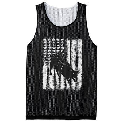 Rodeo Bull Riding Distressed Grunge American Flag Keepsake Mesh Reversible Basketball Jersey Tank