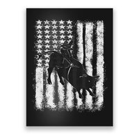 Rodeo Bull Riding Distressed Grunge American Flag Keepsake Poster