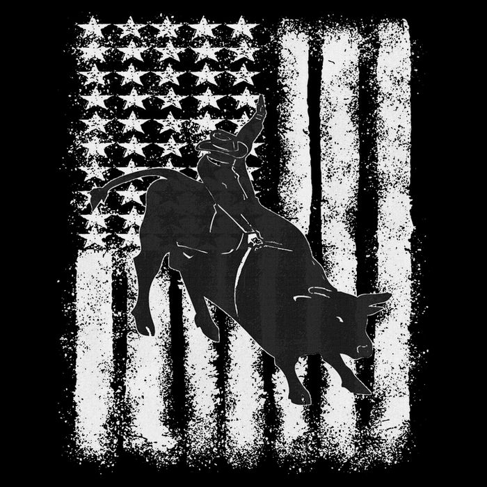 Rodeo Bull Riding Distressed Grunge American Flag Keepsake Poster