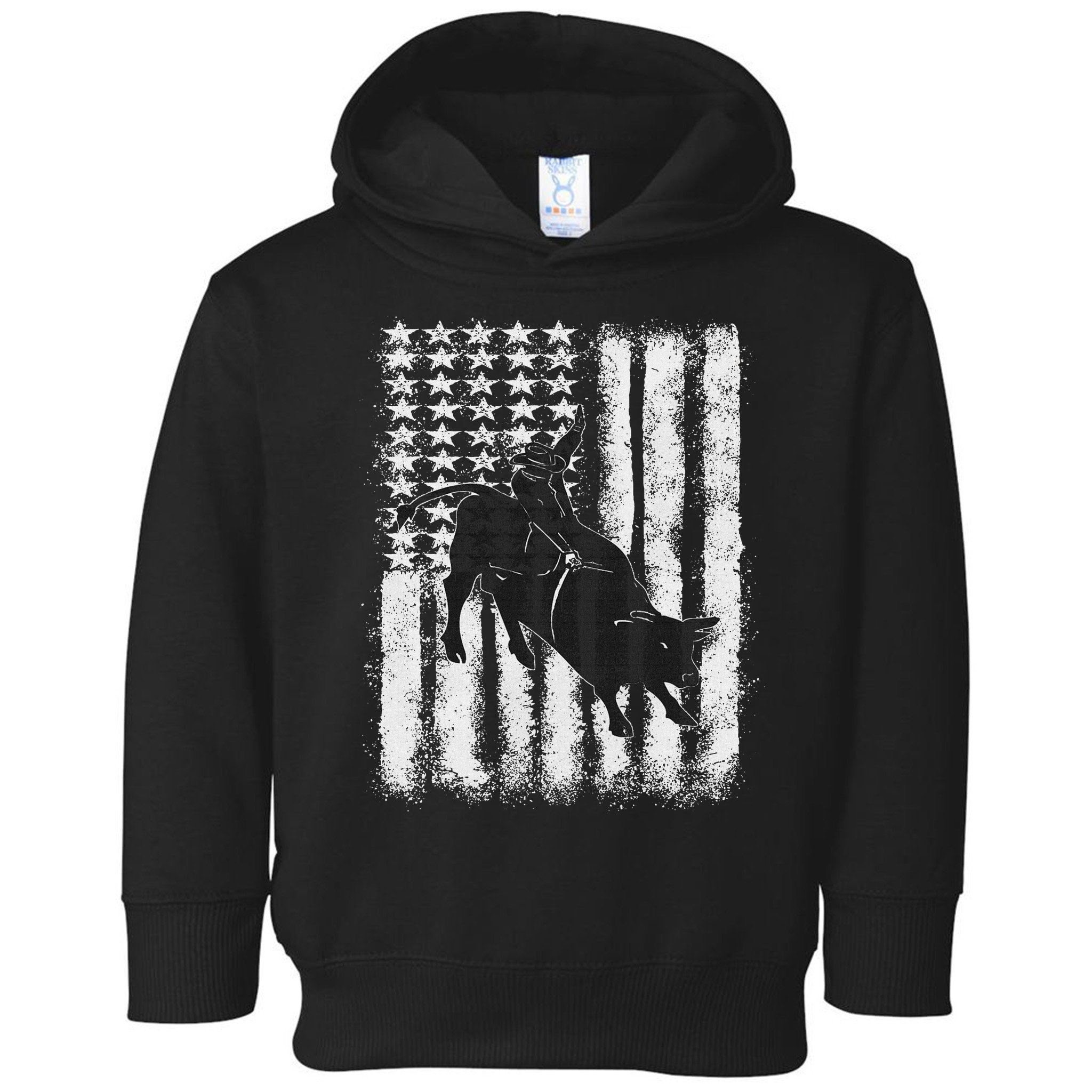 Rodeo Bull Riding Distressed Grunge American Flag Keepsake Toddler Hoodie