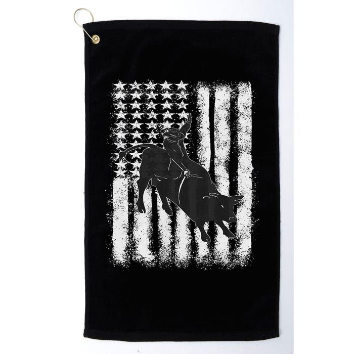 Rodeo Bull Riding Distressed Grunge American Flag Keepsake Golf Towel