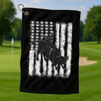 Rodeo Bull Riding Distressed Grunge American Flag Keepsake Golf Towel
