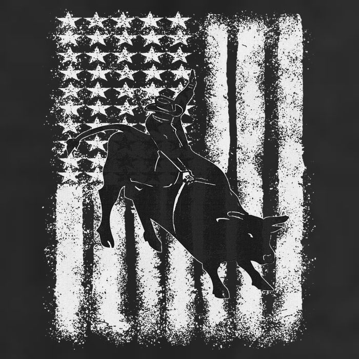 Rodeo Bull Riding Distressed Grunge American Flag Keepsake Golf Towel