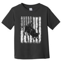 Rodeo Bull Riding Distressed Grunge American Flag Keepsake Toddler T-Shirt