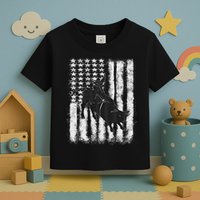 Rodeo Bull Riding Distressed Grunge American Flag Keepsake Toddler T-Shirt