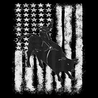 Rodeo Bull Riding Distressed Grunge American Flag Keepsake Cropped Pullover Crew