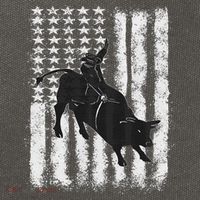 Rodeo Bull Riding Distressed Grunge American Flag Keepsake Cotton Canvas Backpack