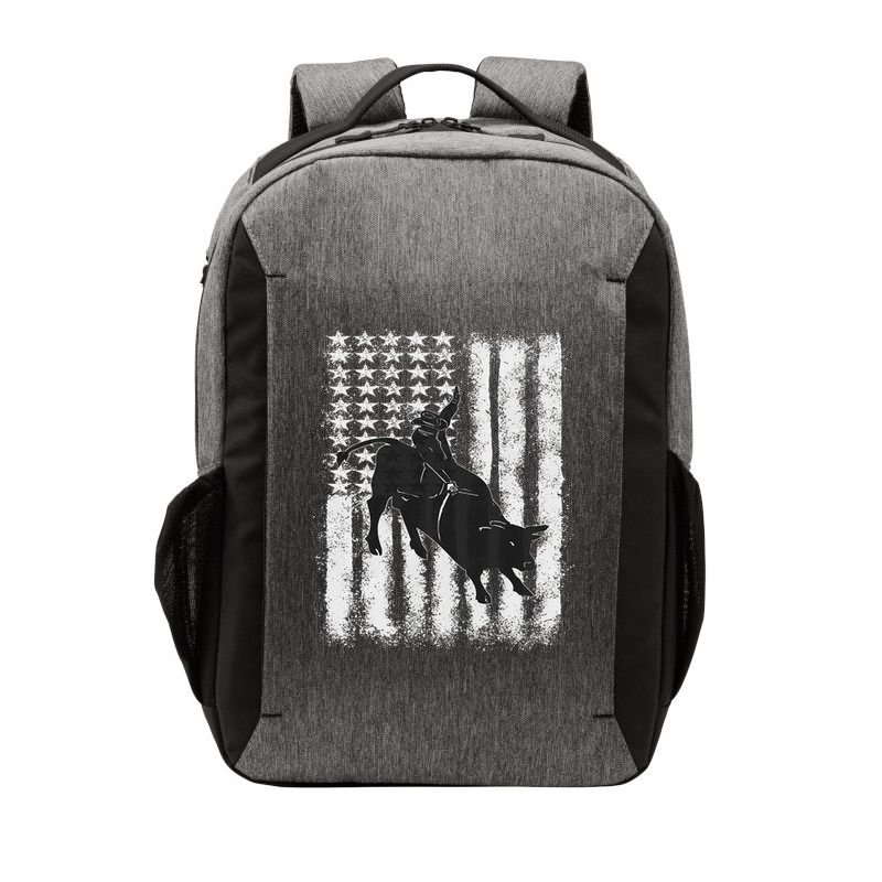 Rodeo Bull Riding Distressed Grunge American Flag Keepsake Vector Backpack