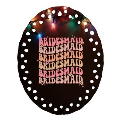 Retro Bridesmaid Ceramic Oval Ornament