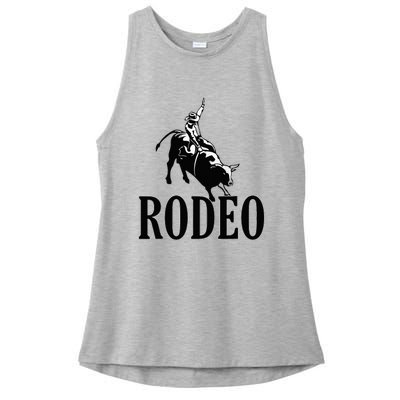 Rodeo Bull Rider Cowboy Riding A Bull At The Rodeo Ladies PosiCharge Tri-Blend Wicking Tank