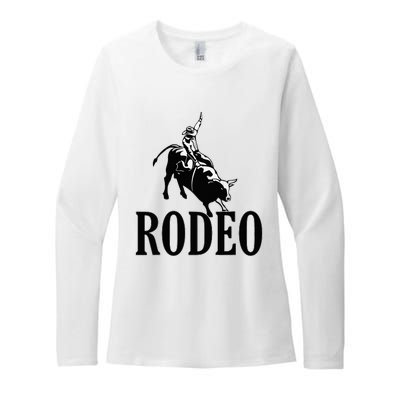 Rodeo Bull Rider Cowboy Riding A Bull At The Rodeo Womens CVC Long Sleeve Shirt