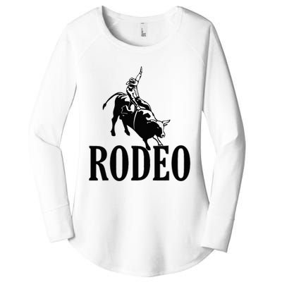 Rodeo Bull Rider Cowboy Riding A Bull At The Rodeo Women's Perfect Tri Tunic Long Sleeve Shirt