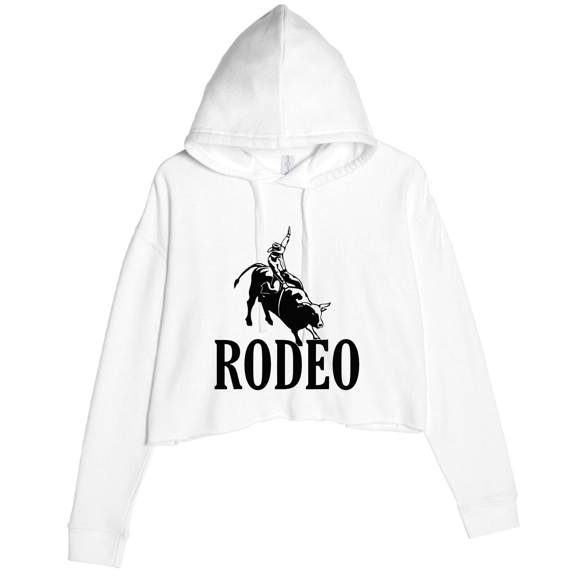 Rodeo Bull Rider Cowboy Riding A Bull At The Rodeo Crop Fleece Hoodie