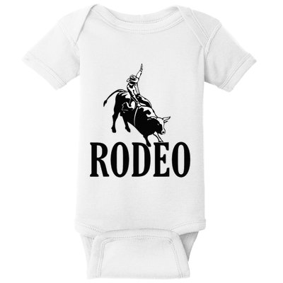 Rodeo Bull Rider Cowboy Riding A Bull At The Rodeo Baby Bodysuit