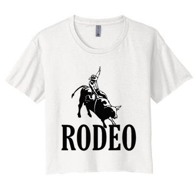 Rodeo Bull Rider Cowboy Riding A Bull At The Rodeo Women's Crop Top Tee