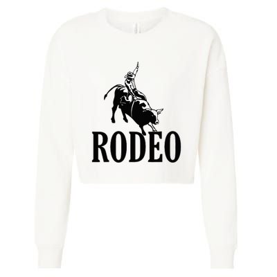 Rodeo Bull Rider Cowboy Riding A Bull At The Rodeo Cropped Pullover Crew