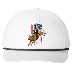 Rodeo Bull Rider Trump American Flag Cowboy Bull Riding Snapback Five-Panel Rope Hat