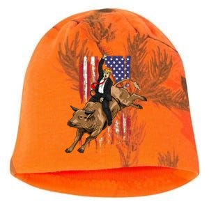 Rodeo Bull Rider Trump American Flag Cowboy Bull Riding Kati - Camo Knit Beanie