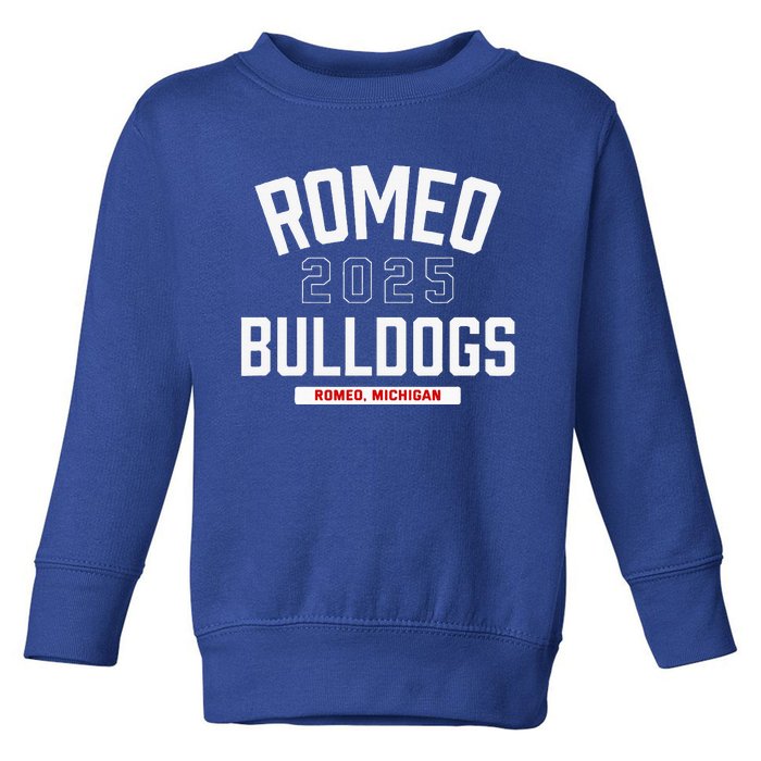 Romeo Bulldogs Romeo Michigan 2025 Toddler Sweatshirt